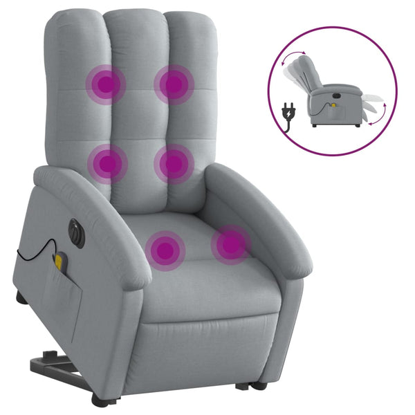 Electric Stand Up Massage Recliner Chair Light Grey Fabric Electric Massage Chairs