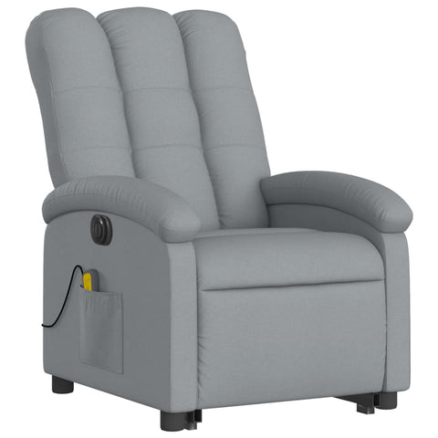 Electric Stand Up Massage Recliner Chair Light Grey Fabric Electric Massage Chairs
