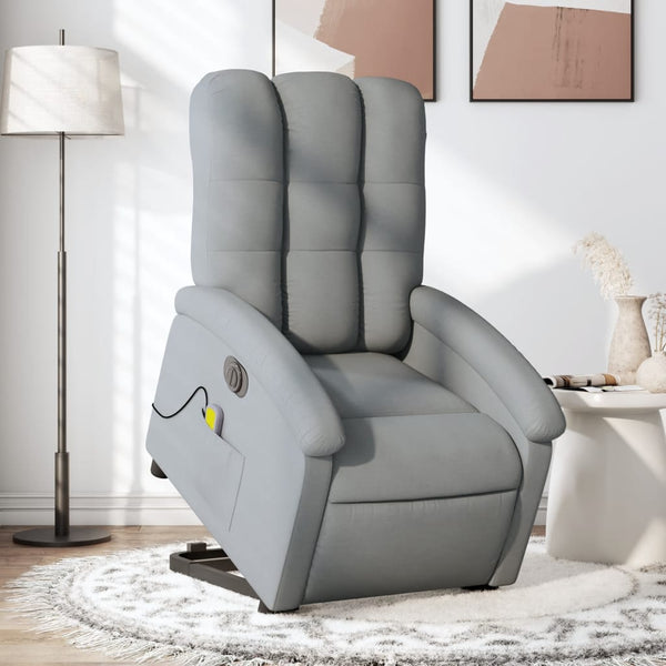 Electric Stand Up Massage Recliner Chair Light Grey Fabric Electric Massage Chairs