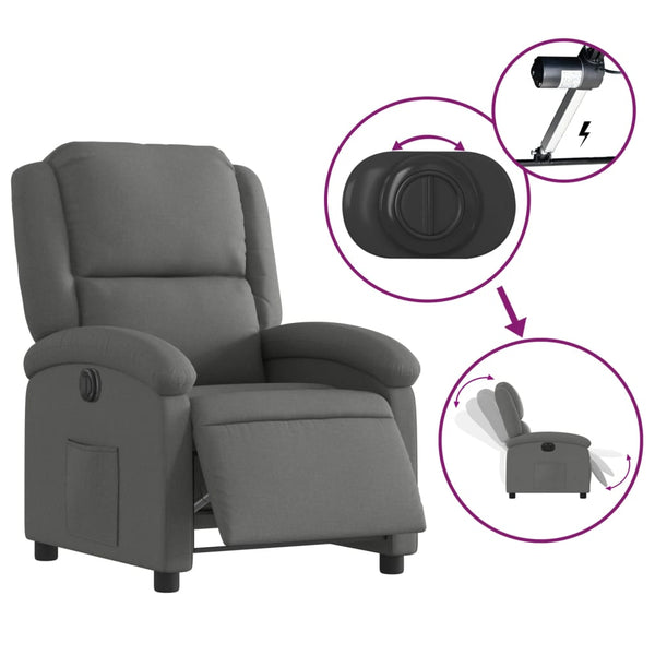 Electric Recliner Chair Dark Grey Fabric Electric Massage Chairs