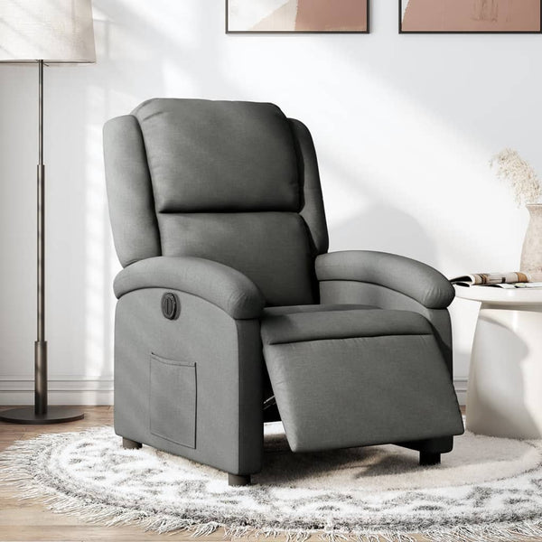 Electric Recliner Chair Dark Grey Fabric Electric Massage Chairs