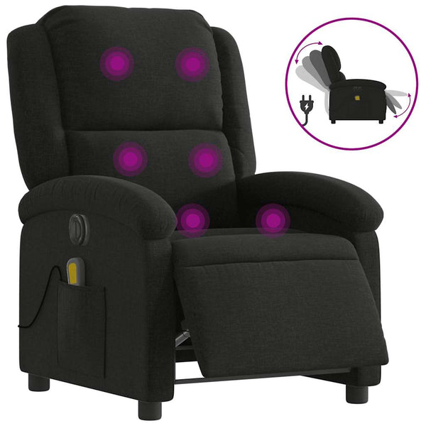 Vidaxl Electric Massage Recliner Chair Black Fabric Electric Massage Chairs