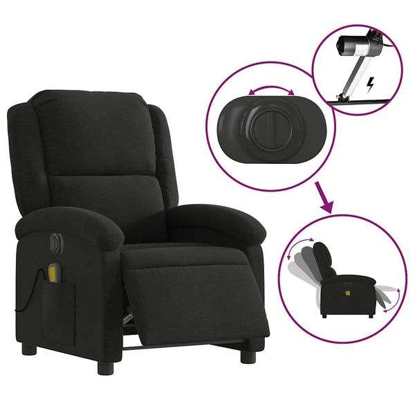 Vidaxl Electric Massage Recliner Chair Black Fabric Electric Massage Chairs