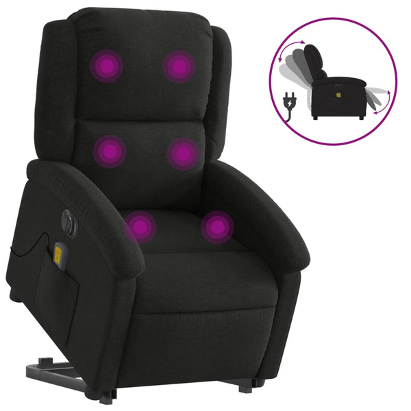 Electric Stand Up Massage Recliner Chair Black Fabric Electric Massage Chairs