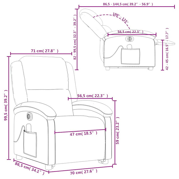 Vidaxl Electric Stand Up Massage Recliner Chair Cream Faux Leather Electric Massage Chairs