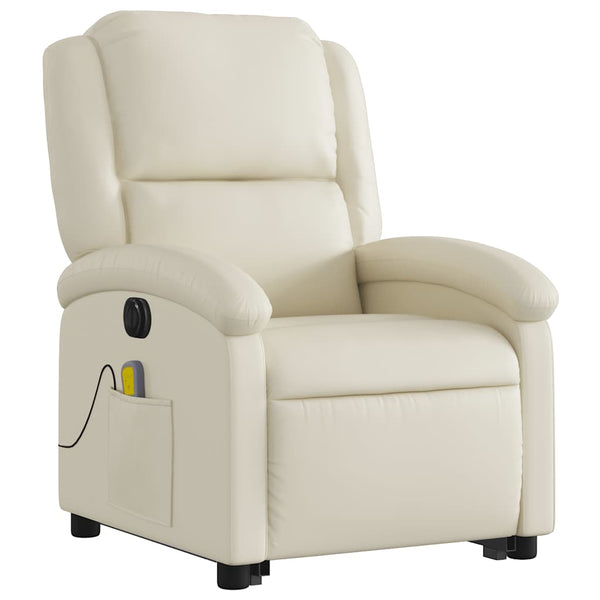 Vidaxl Electric Stand Up Massage Recliner Chair Cream Faux Leather Electric Massage Chairs
