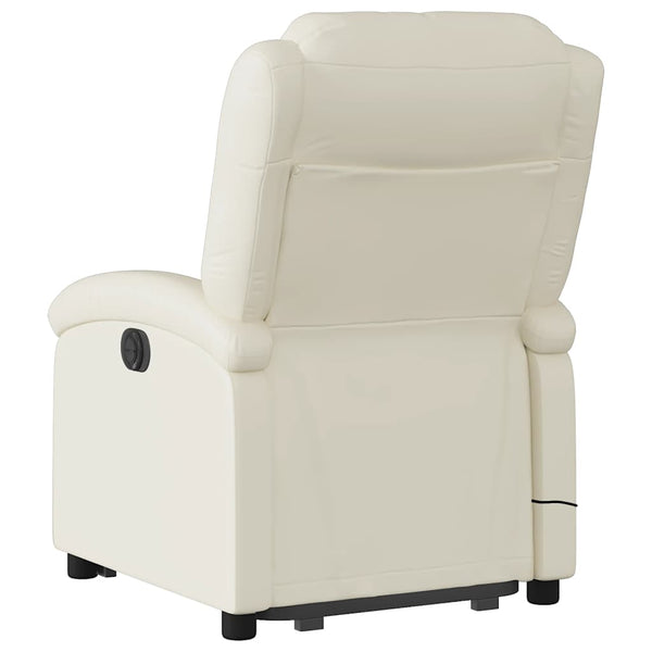 Vidaxl Electric Stand Up Massage Recliner Chair Cream Faux Leather Electric Massage Chairs
