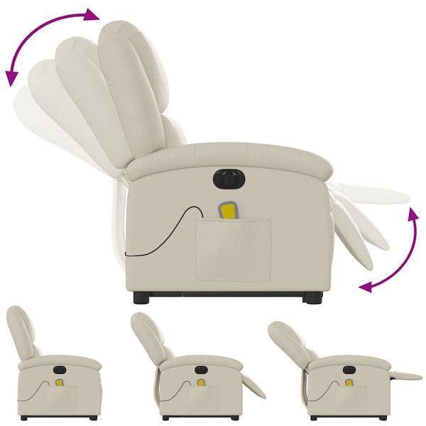 Vidaxl Electric Stand Up Massage Recliner Chair Cream Faux Leather Electric Massage Chairs