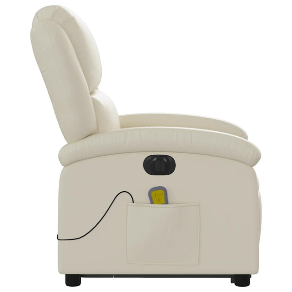 Vidaxl Electric Stand Up Massage Recliner Chair Cream Faux Leather Electric Massage Chairs