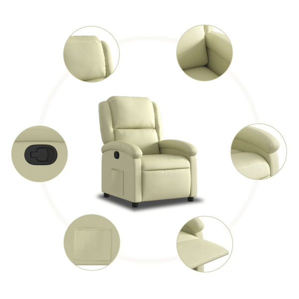 Recliner Chair Cream Real Leather Sofas Armchairs & Couches