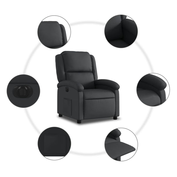 Vidaxl Electric Recliner Chair Black Real Leather Electric Massage Chairs