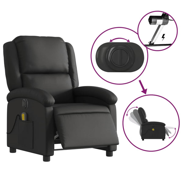 Electric Massage Chairs Electric Massage Recliner Chair Black Real Leather