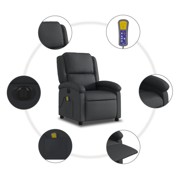 Electric Massage Recliner Chair Black Real Leather Electric Massage Chairs