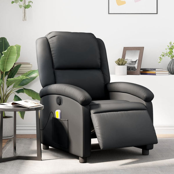 Electric Massage Chairs Electric Massage Recliner Chair Black Real Leather