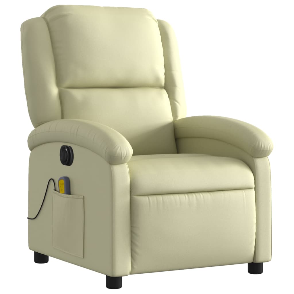 Electric Massage Recliner Chair Cream Real Leather Electric Massage Chairs