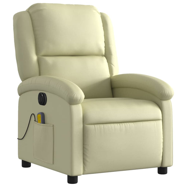 Electric Massage Recliner Chair Cream Real Leather Electric Massage Chairs