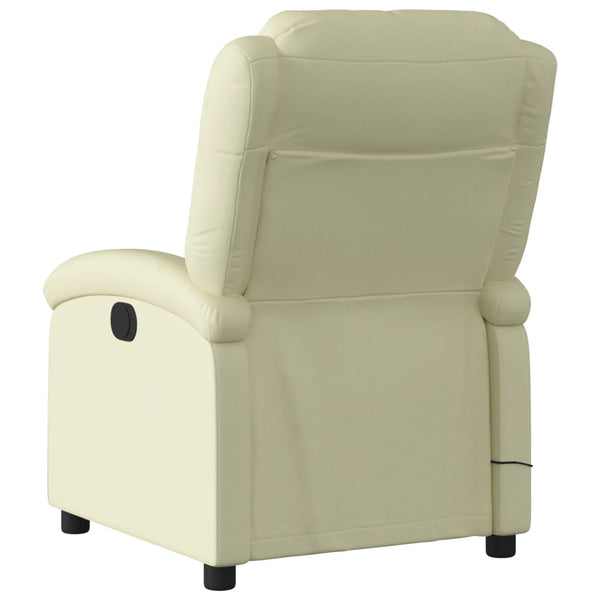 Electric Massage Recliner Chair Cream Real Leather Electric Massage Chairs