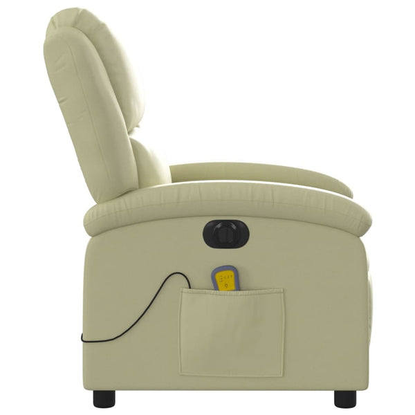 Electric Massage Recliner Chair Cream Real Leather Electric Massage Chairs