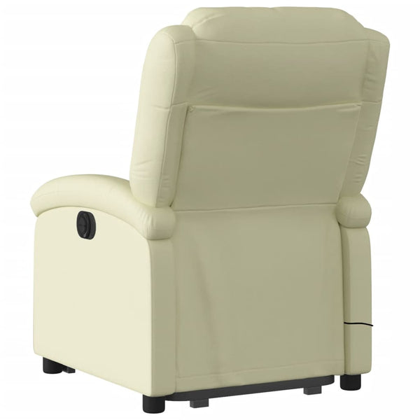 Electric Stand Up Massage Recliner Chair Cream Real Leather Electric Massage Chairs