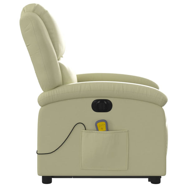 Electric Stand Up Massage Recliner Chair Cream Real Leather Electric Massage Chairs