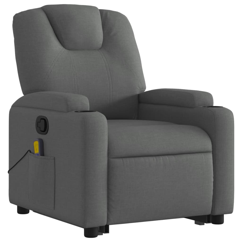 Stand Up Massage Recliner Chair Dark Grey Fabric Electric Massage Chairs