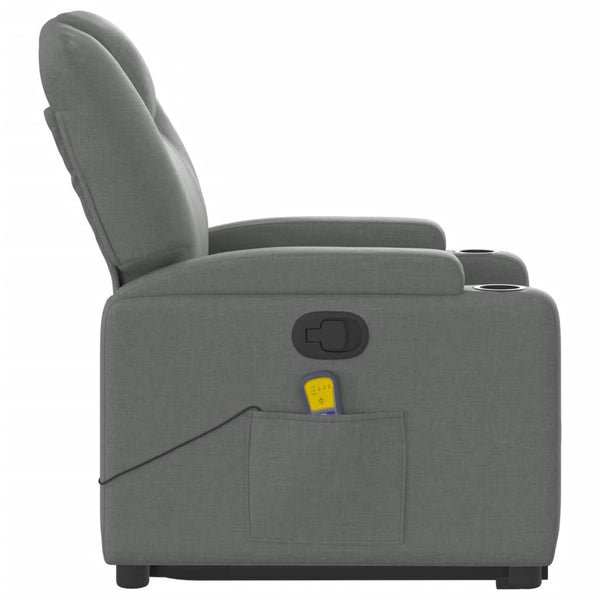 Stand Up Massage Recliner Chair Dark Grey Fabric Electric Massage Chairs