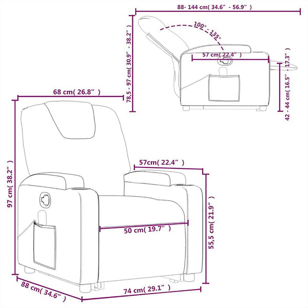 Vidaxl Stand Up Massage Recliner Chair Cream Fabric Electric Massage Chairs