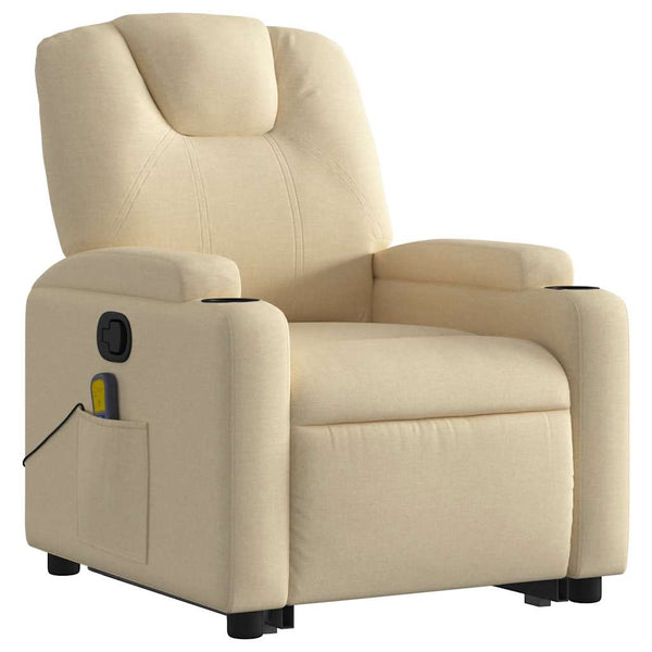 Vidaxl Stand Up Massage Recliner Chair Cream Fabric Electric Massage Chairs