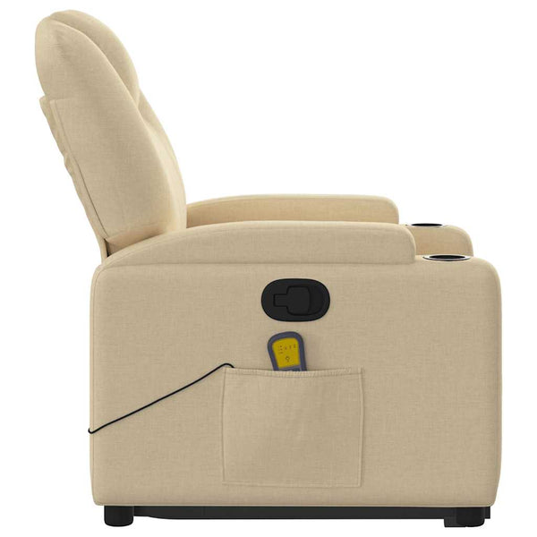 Vidaxl Stand Up Massage Recliner Chair Cream Fabric Electric Massage Chairs