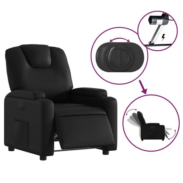 Vidaxl Electric Recliner Chair Black Faux Leather Chairs