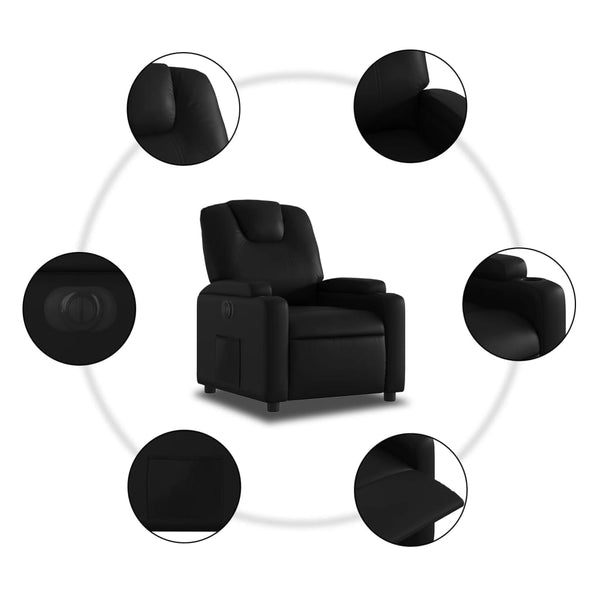 Vidaxl Electric Recliner Chair Black Faux Leather Chairs