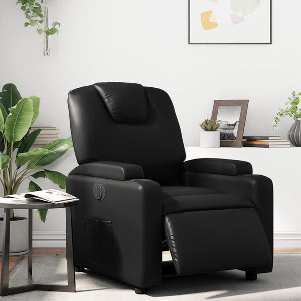 Vidaxl Electric Recliner Chair Black Faux Leather Chairs