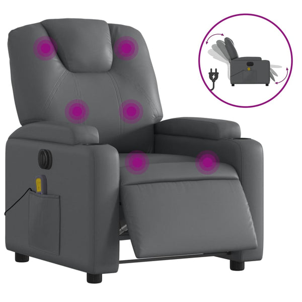 Electric Massage Recliner Chair Grey Faux Leather Electric Massage Chairs