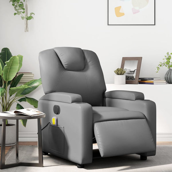 Electric Massage Recliner Chair Grey Faux Leather Electric Massage Chairs