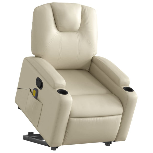 Vidaxl Stand Up Massage Recliner Chair Cream Faux Leather Massage Tables & Chairs