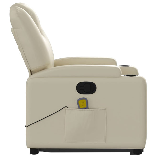 Vidaxl Stand Up Massage Recliner Chair Cream Faux Leather Massage Tables & Chairs