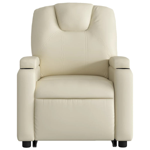 Vidaxl Electric Stand Up Massage Recliner Chair Cream Faux Leather Massagers