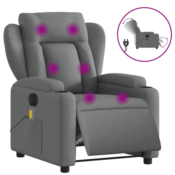 Vidaxl Electric Massage Recliner Chair Dark Grey Fabric Electric Massage Chairs