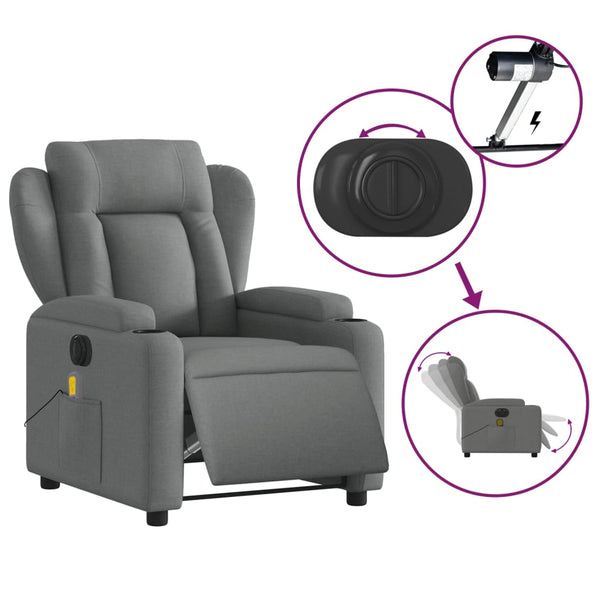 Vidaxl Electric Massage Recliner Chair Dark Grey Fabric Electric Massage Chairs