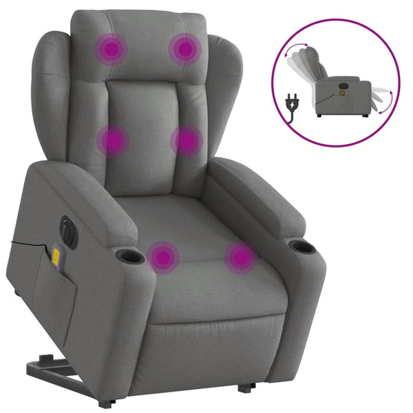 Electric Massage Chairs Electric Stand Up Massage Recliner Chair Dark Grey Fabric