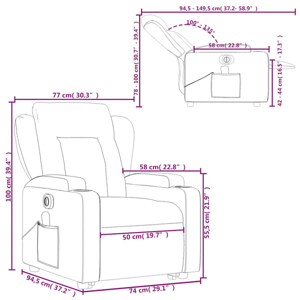 Electric Massage Recliner Chair Dark Grey Fabric Massage Tables & Chairs