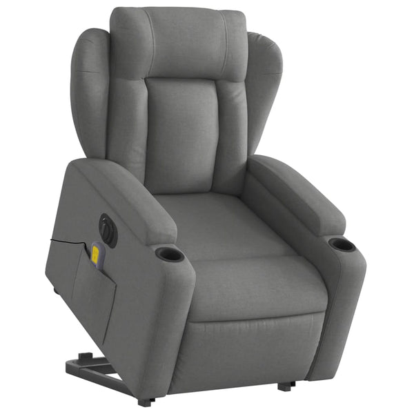 Electric Stand Up Massage Recliner Chair Dark Grey Fabric Electric Massage Chairs
