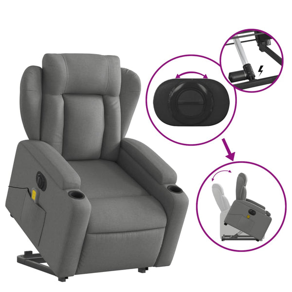 Electric Massage Chairs Electric Stand Up Massage Recliner Chair Dark Grey Fabric