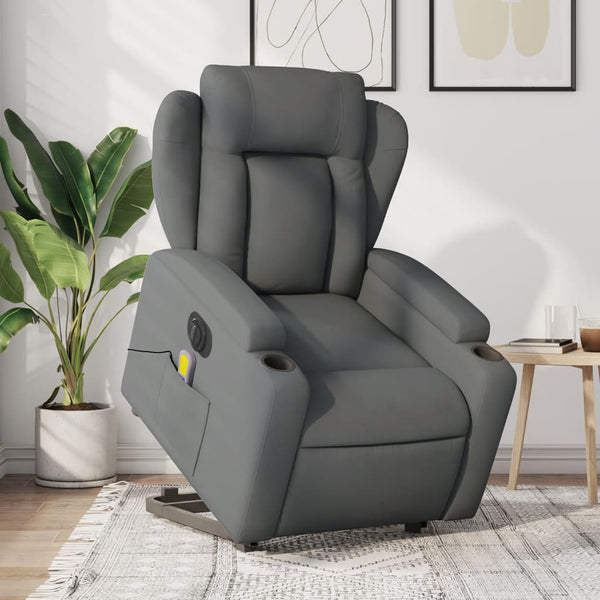 Electric Stand Up Massage Recliner Chair Dark Grey Fabric Electric Massage Chairs