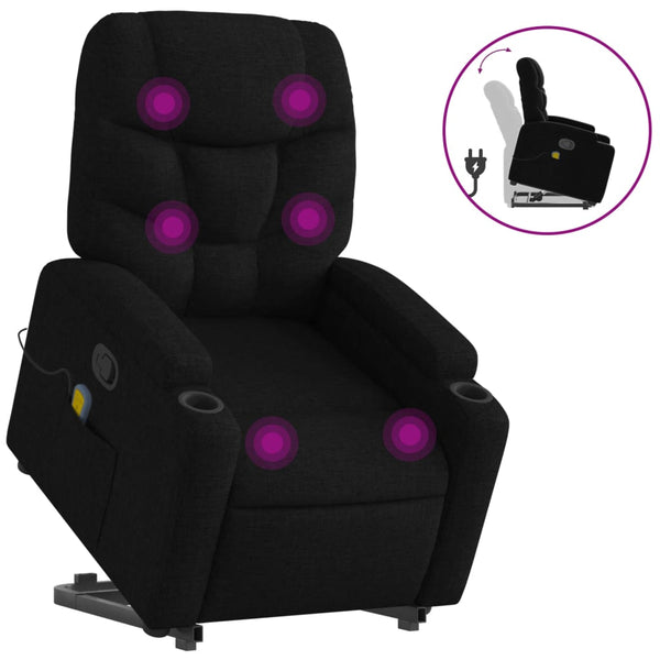 Vidaxl Stand Up Massage Recliner Chair Black Fabric Massage Tables & Chairs