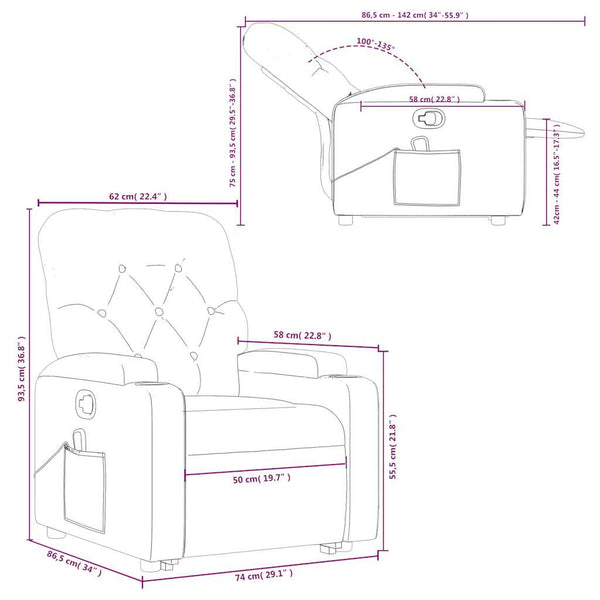 Vidaxl Stand Up Massage Recliner Chair Dark Grey Fabric Electric Massage Chairs
