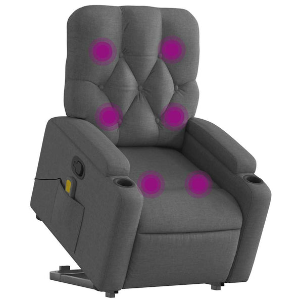 Vidaxl Stand Up Massage Recliner Chair Dark Grey Fabric Electric Massage Chairs