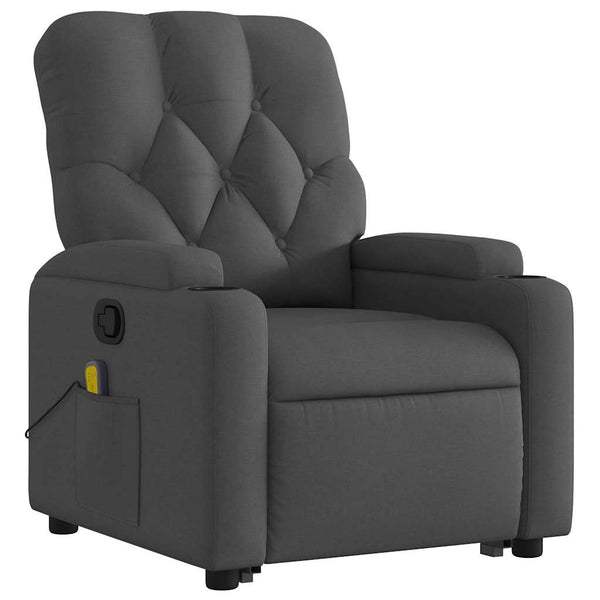 Vidaxl Stand Up Massage Recliner Chair Dark Grey Fabric Electric Massage Chairs