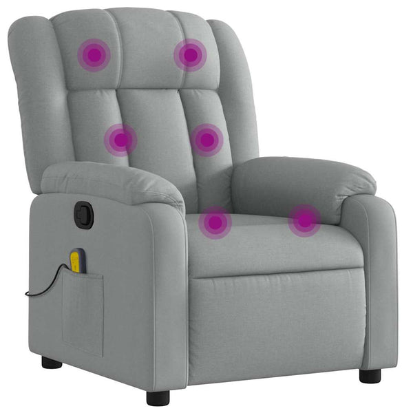 Vidaxl Massage Recliner Chair Light Grey Fabric Electric Massage Chairs