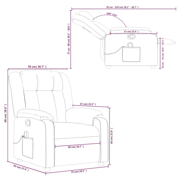 Vidaxl Massage Recliner Chair Light Grey Fabric Electric Massage Chairs
